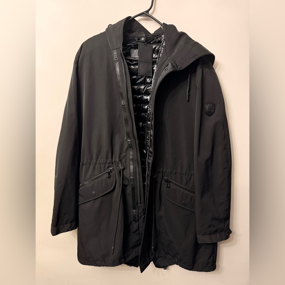 RUDSAK Men's Black Hooded Raincoat(brand new)
